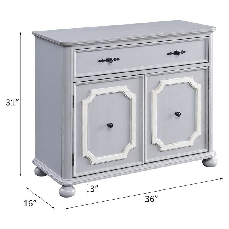 Bowery Hill Wooden Storage Cabinet with 1 Drawer and Double Doors in Gray