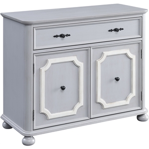 Bowery Hill Wooden Storage Cabinet with 1 Drawer and Double Doors in Gray
