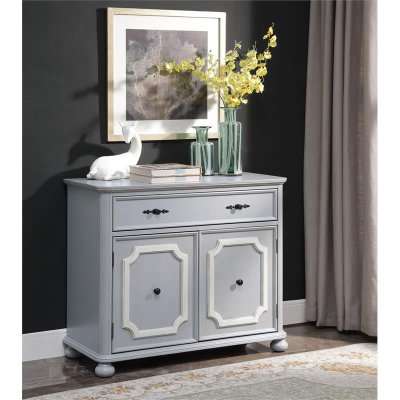 Bowery Hill Wooden Storage Cabinet with 1 Drawer and Double Doors in Gray