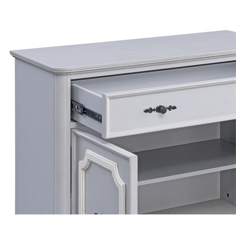 Bowery Hill Wooden Storage Cabinet with 1 Drawer and Double Doors in Gray