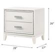 Bowery Hill Rectangular 2-Drawer Wooden Nightstand with Silver Trim in White