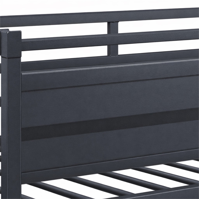 Bowery Hill Cargo Container Style Metal Twin over Twin Bunk Bed in Gunmetal