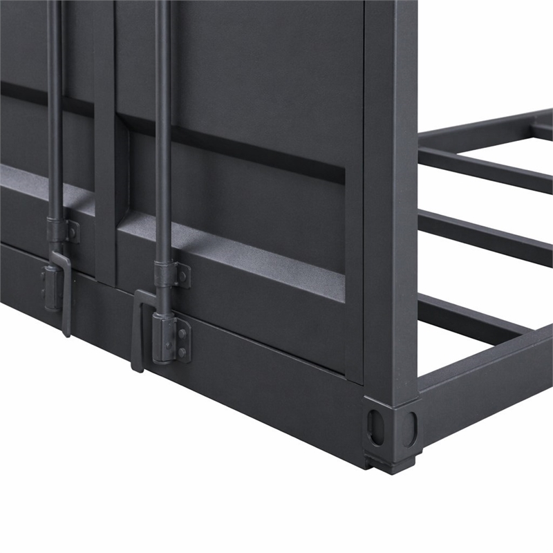 Bowery Hill Cargo Container Style Metal Twin over Twin Bunk Bed in Gunmetal