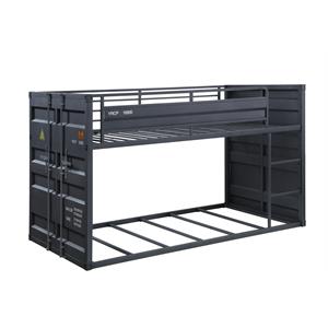 Bowery Hill Cargo Container Style Metal Twin over Twin Bunk Bed in Gunmetal