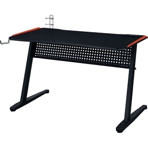 Bowery Hill Gaming Table with USB Port and LED Light in Black and Red