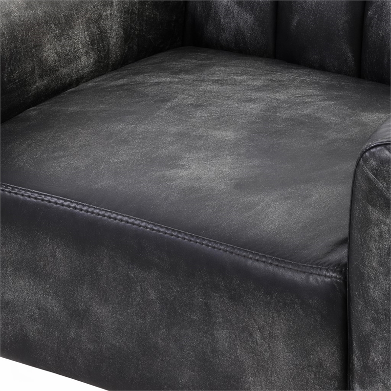 Bowery Hill Leather Swivel Executive Office Chair in Vintage Black