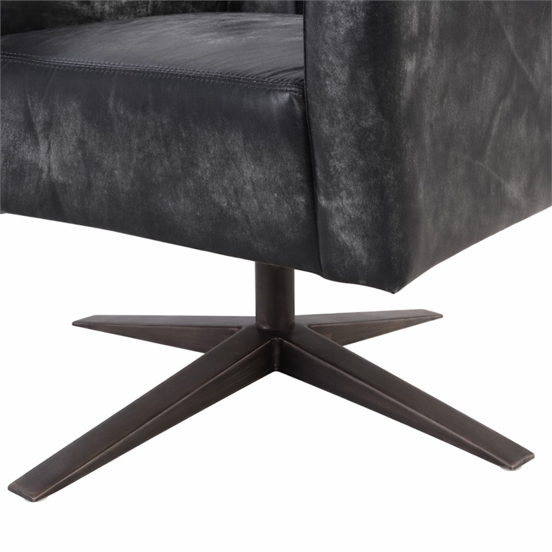 Bowery Hill Leather Swivel Executive Office Chair in Vintage Black