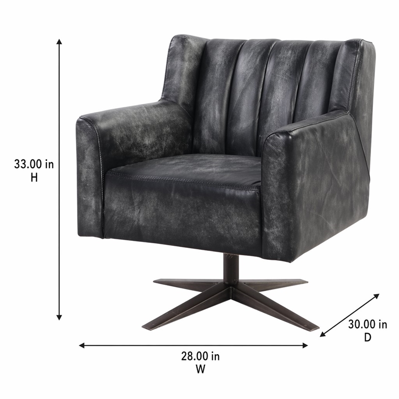 Bowery Hill Leather Swivel Executive Office Chair in Vintage Black