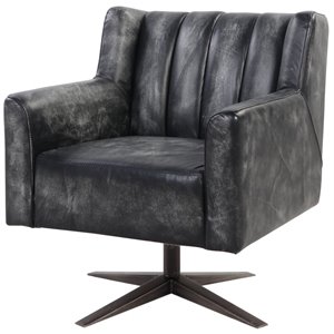 Bowery Hill Leather Swivel Executive Office Chair in Vintage Black