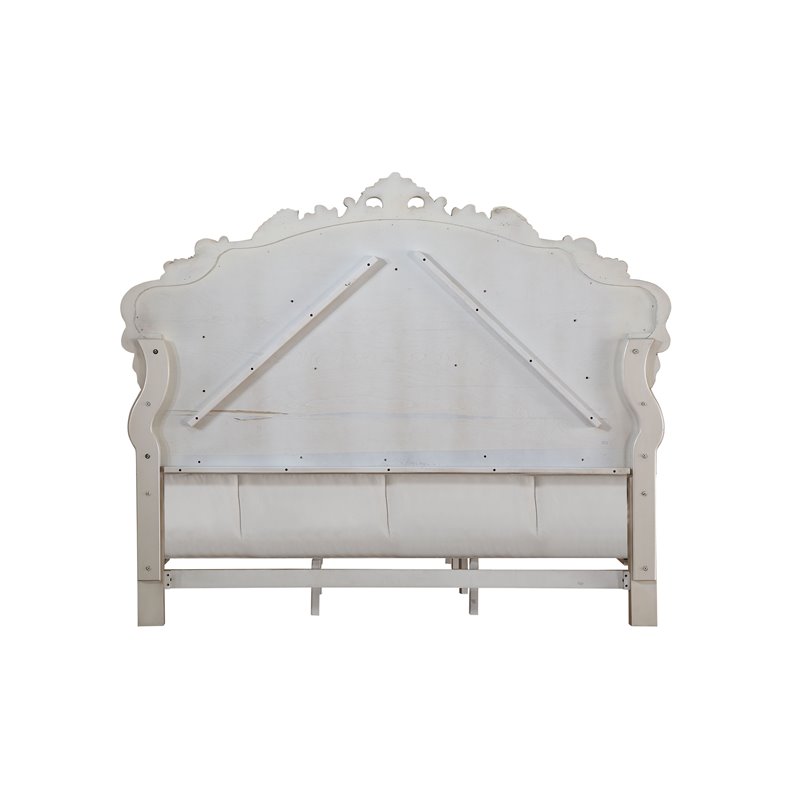 Bowery Hill Eastern King Panel Bed in Fabric and Golden Ivory Finish
