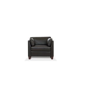 Bowery Hill Leather Accent Chair with Block Legs in Chocolate