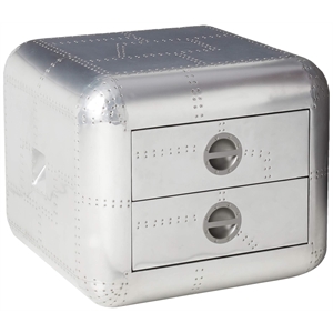 Bowery Hill 2-Drawer Aluminum End Table with Square Design