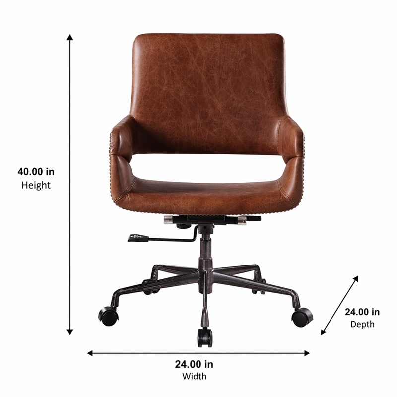 Bowery Hill Swivel Office Chair in Leather and Vintage Cocoa
