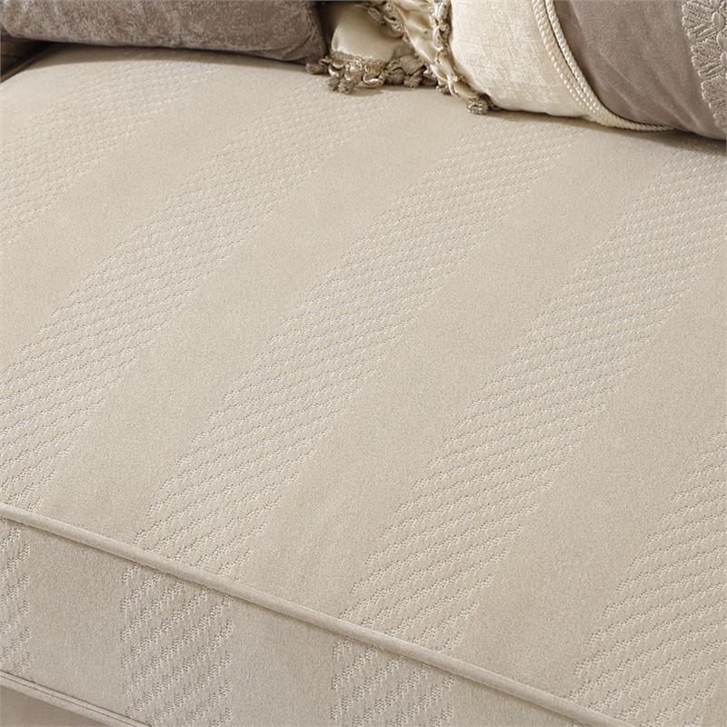 Bowery Hill Fabric Sofa with 8 Pillows in Antique Pearl