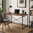 Bowery Hill Rectangular Dining Table with Fixed Walnut Top and Metal Base
