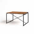 Bowery Hill Rectangular Dining Table with Fixed Walnut Top and Metal Base