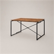 Bowery Hill Rectangular Dining Table with Fixed Walnut Top and Metal Base