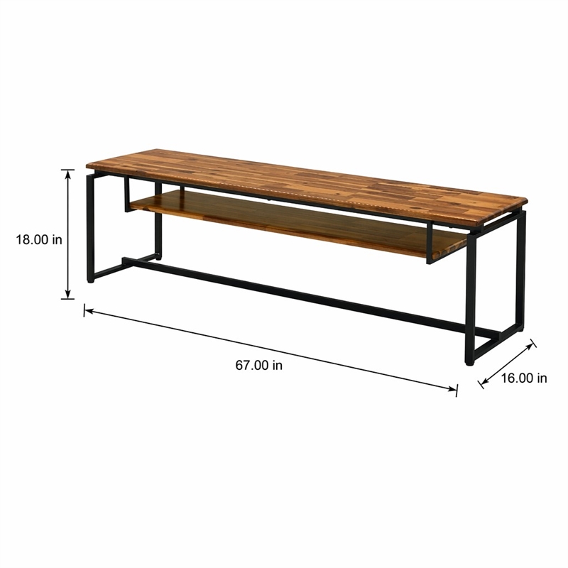 Bowery Hill Wooden TV Stand with 1 Shelf in Oak and Black