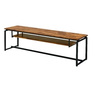 Bowery Hill Wooden TV Stand with 1 Shelf in Oak and Black