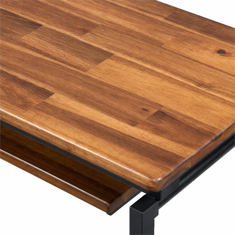 Bowery Hill Wooden TV Stand with 1 Shelf in Oak and Black