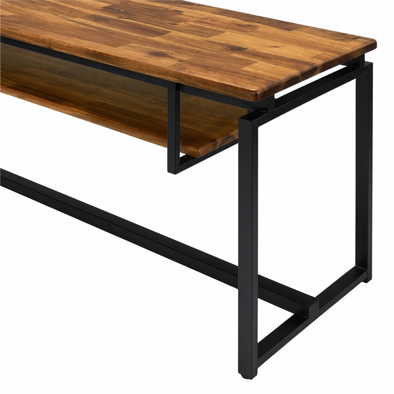 Bowery Hill Wooden TV Stand with 1 Shelf in Oak and Black