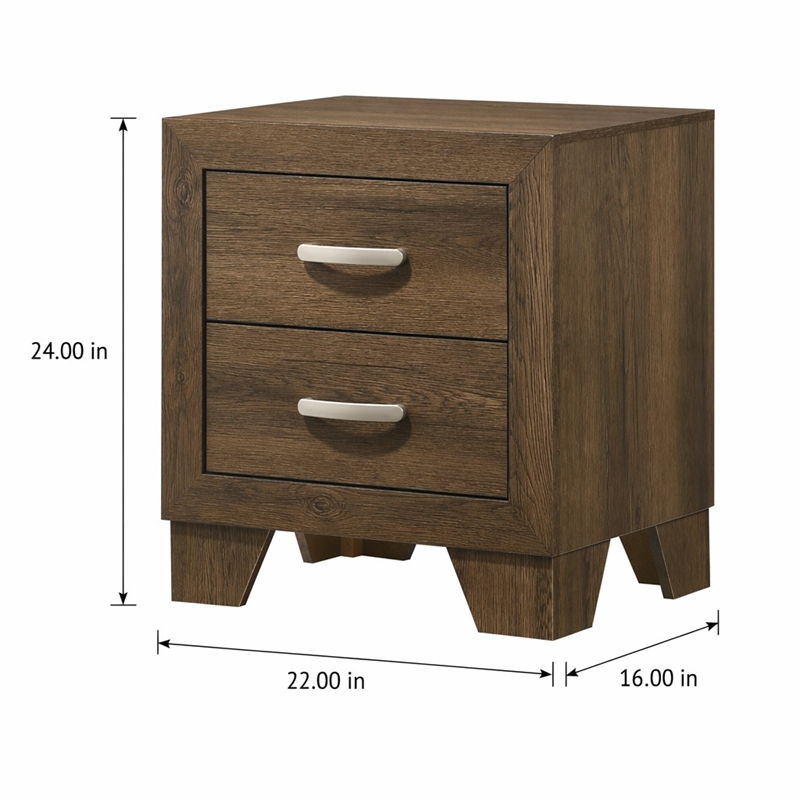 Bowery Hill Wooden 2-Drawer Bedroom Nightstand in Oak
