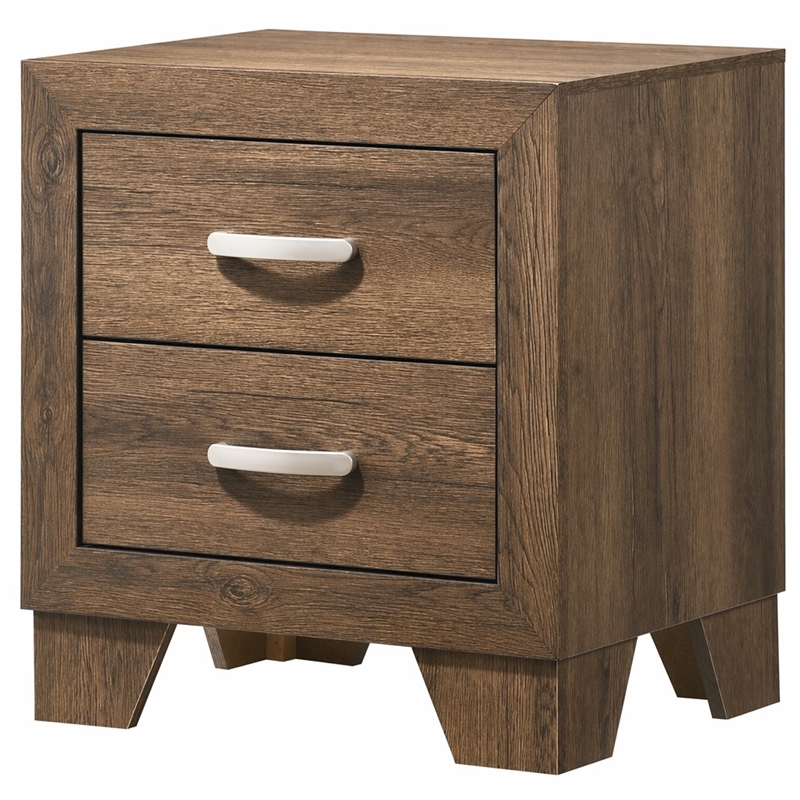 Bowery Hill Wooden 2-Drawer Bedroom Nightstand in Oak