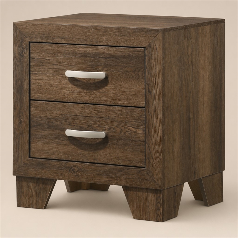 Bowery Hill Wooden 2-Drawer Bedroom Nightstand in Oak