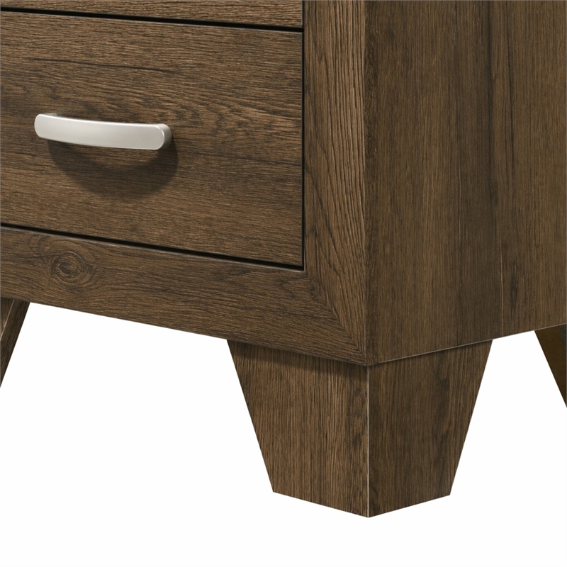 Bowery Hill Wooden 2-Drawer Bedroom Nightstand in Oak