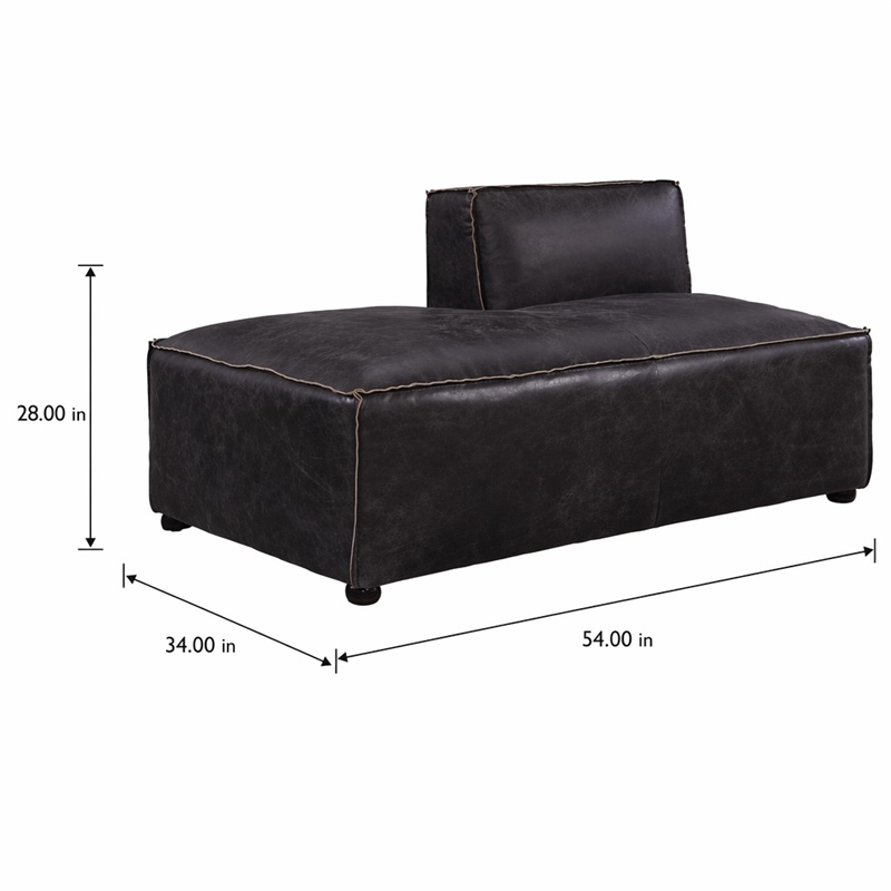 Bowery Hill Leather Upholstered Modular Chaise in Antique Slate