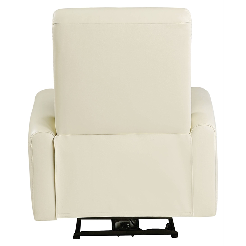 Bowery Hill Blane Tufted Leather Power Motion Recliner in Beige