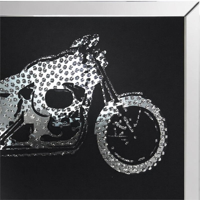 Bowery Hill Rectangular Mirrored Wall Decor with Crystal Bike Design