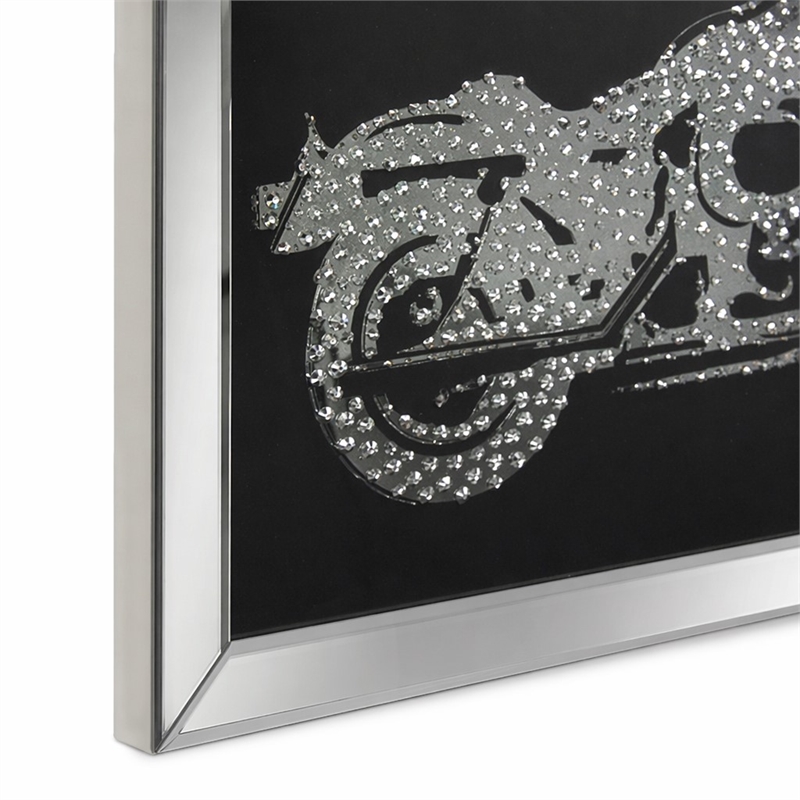 Bowery Hill Rectangular Mirrored Wall Decor with Crystal Bike Design