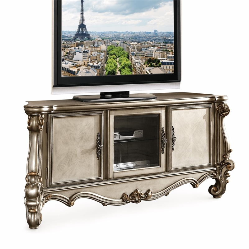 Bowery Hill Wooden TV Console in Antique Platinum for 72