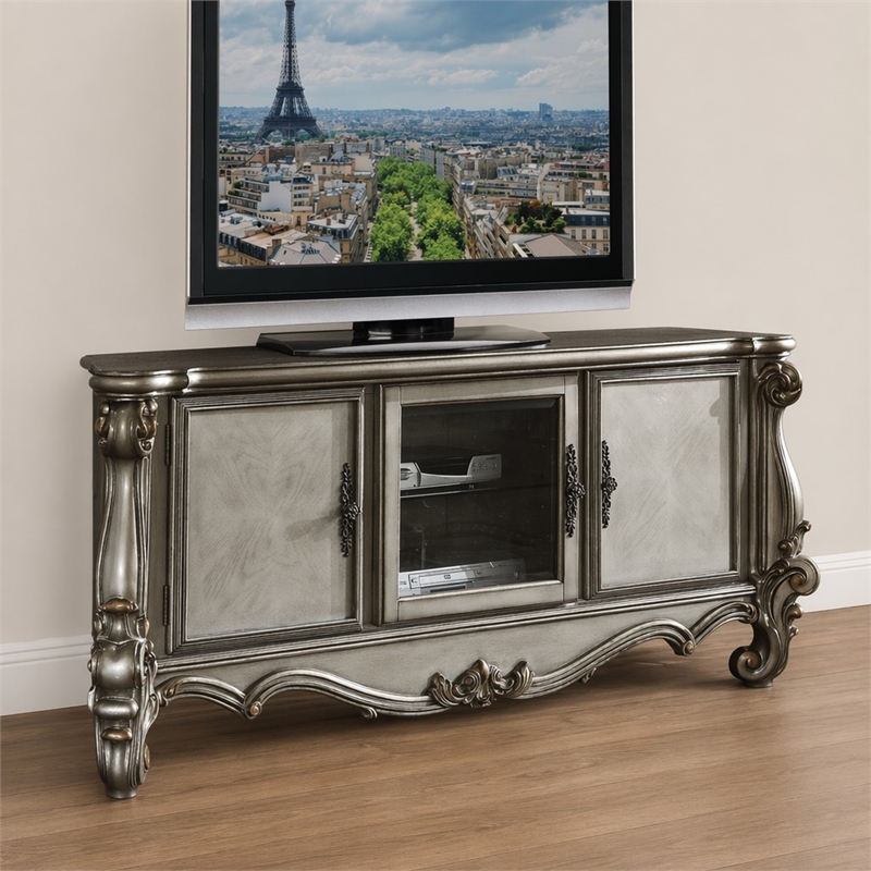 Bowery Hill Wooden TV Console in Antique Platinum for 72