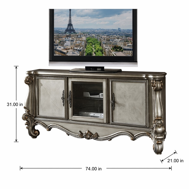 Bowery Hill Wooden TV Console in Antique Platinum for 72