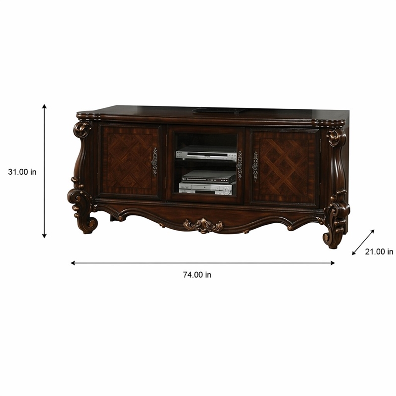 Bowery Hill Wooden TV Console in Cherry Oak for 72