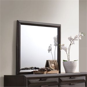 Bowery Hill Rectangular Bedroom Mirror with Beveled Edge in Rich Espresso