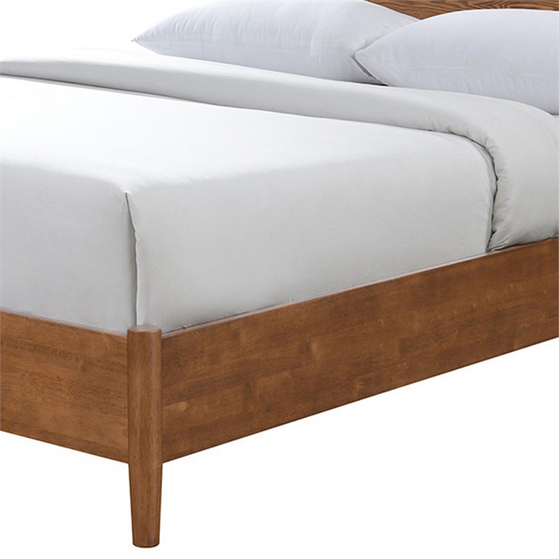 Bowery Hill Queen Bed with Panel Headboard in Walnut Brown Solid Wood