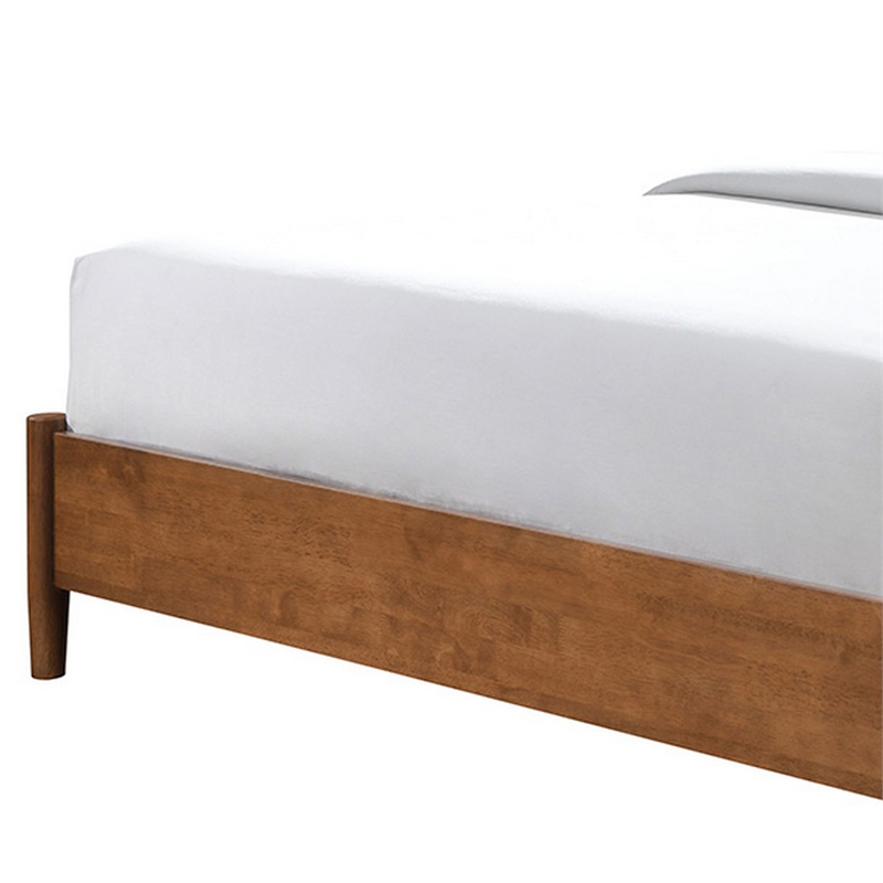 Bowery Hill Queen Bed with Panel Headboard in Walnut Brown Solid Wood