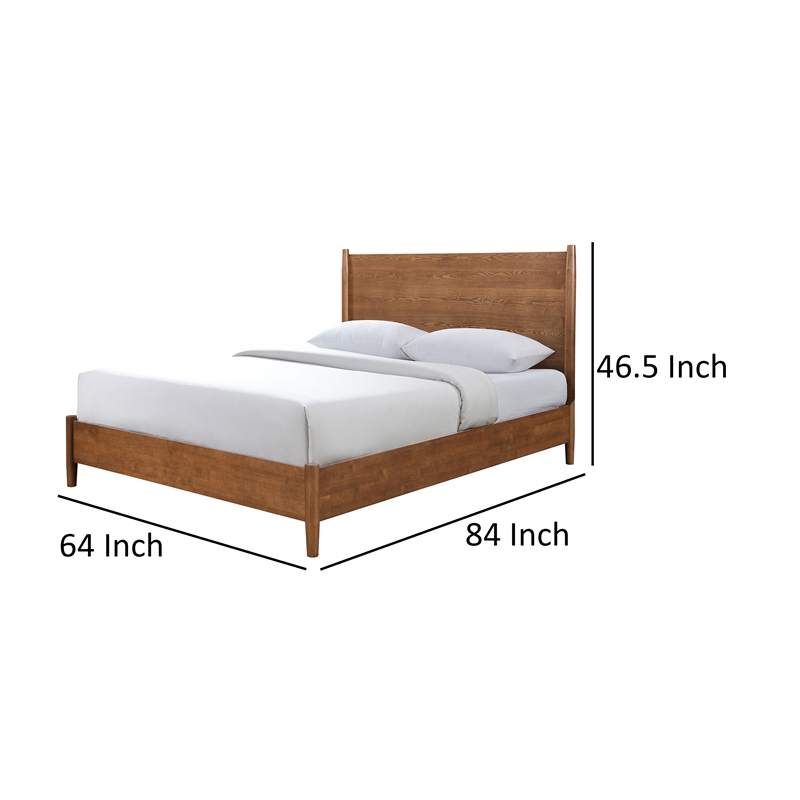 Bowery Hill Queen Bed with Panel Headboard in Walnut Brown Solid Wood