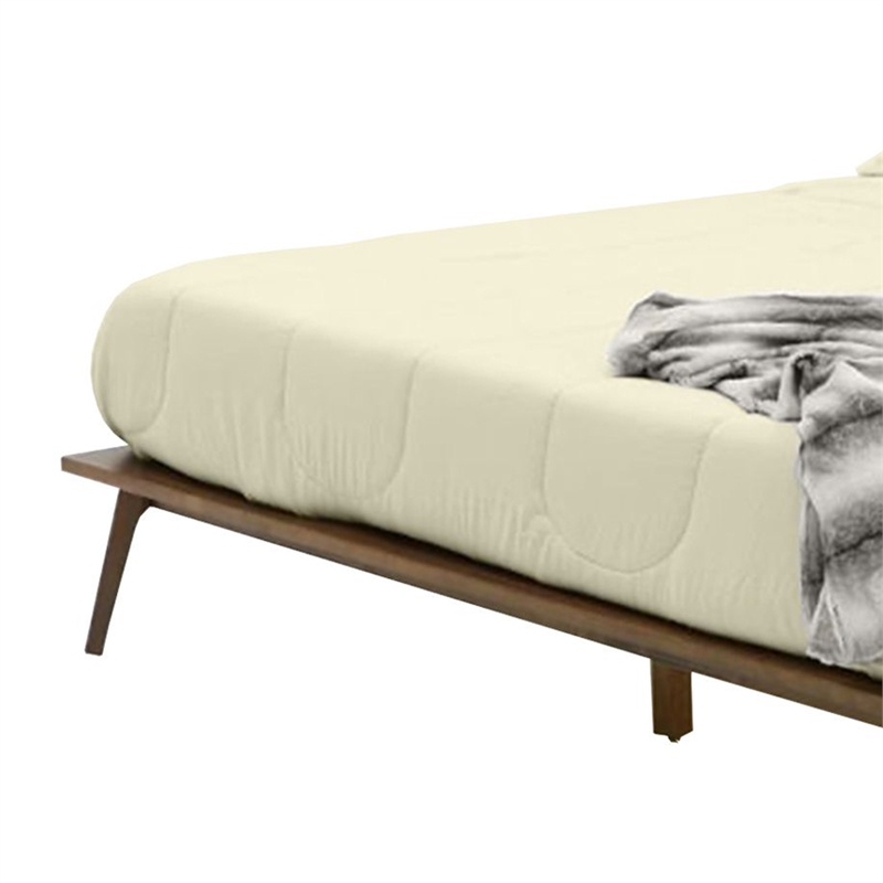 Bowery Hill King Platform Bed with Panel Headboard in Brown Walnut Veneer
