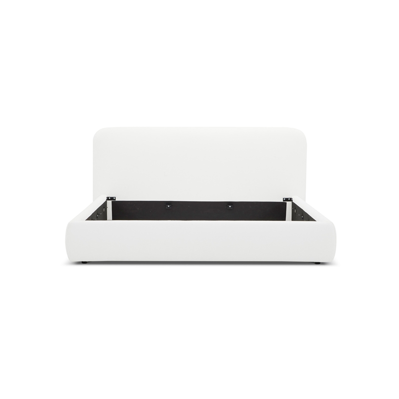 Bowery Hill King Bed in Ivory Polyester Upholstery with Metal Frame