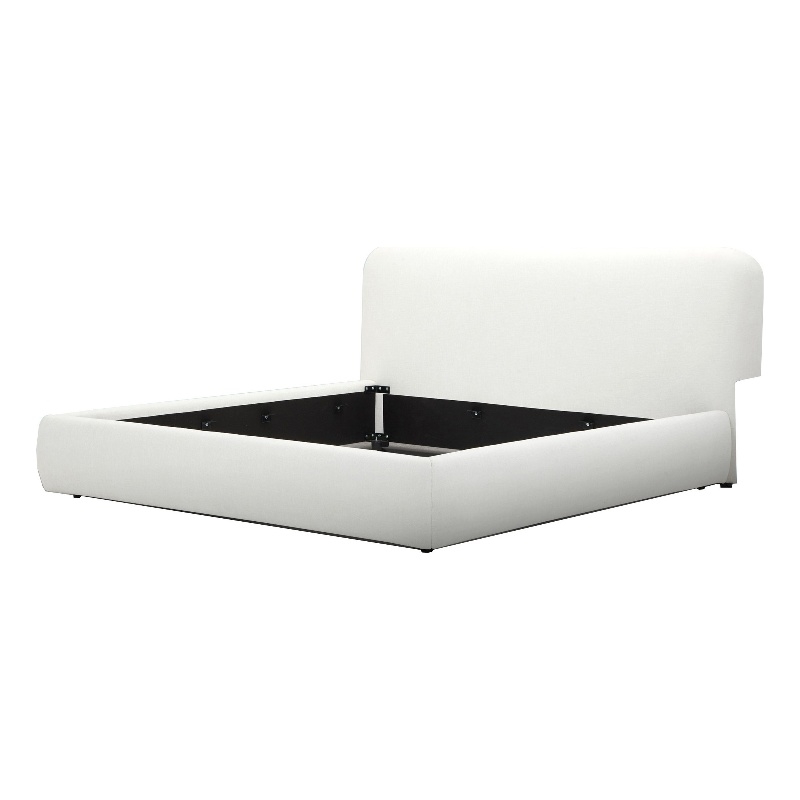 Bowery Hill King Bed in Ivory Polyester Upholstery with Metal Frame