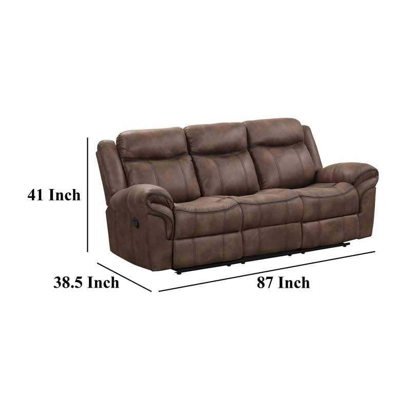Bowery Hill Sofa and Loveseat Manual Recliner Set in Brown Faux Leather