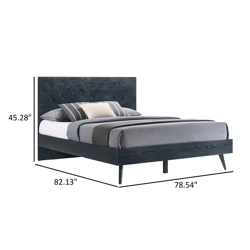 Bowery Hill King Platform Bed in Ash Veneer with Crown Cut Pattern in Gray