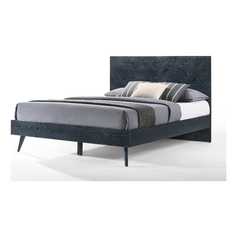 Bowery Hill King Platform Bed in Ash Veneer with Crown Cut Pattern in Gray