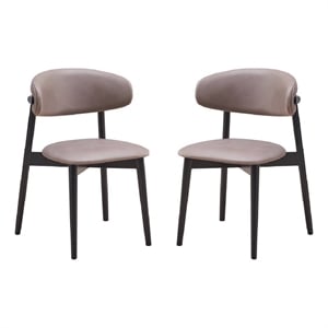 Bowery Hill 23&quot Side Dining Chair Set of 2 with Turned Legs in Gray Fabric