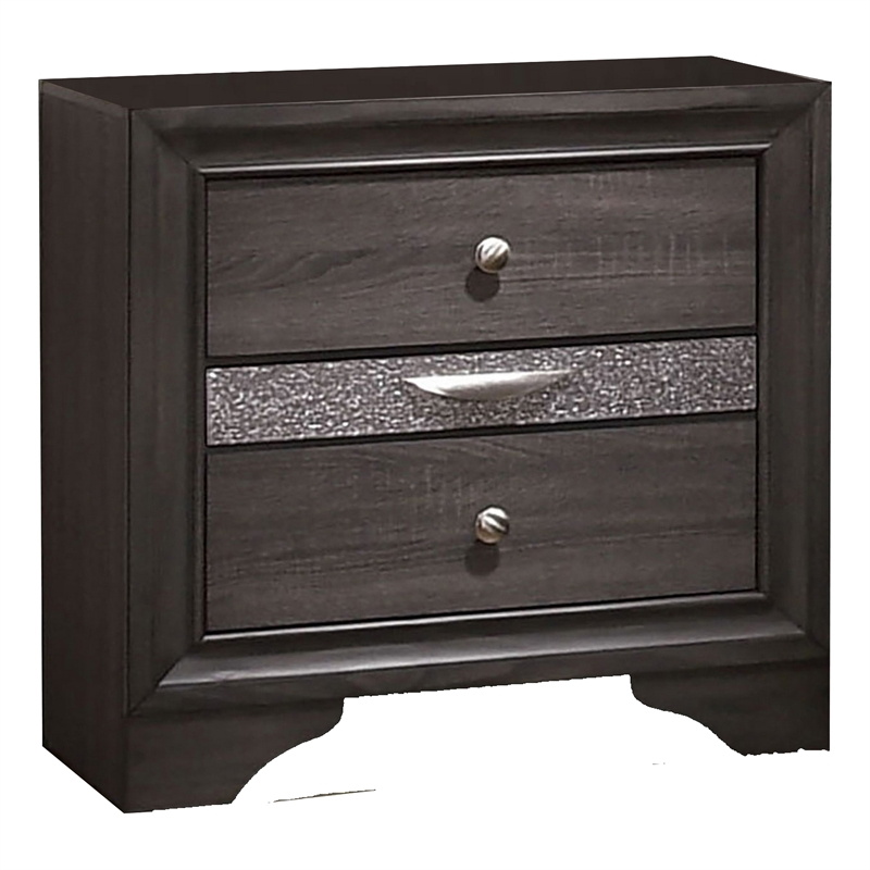 Bowery Hill 4 Pc King Bedroom Set with Silver Accent Knobs in Gray