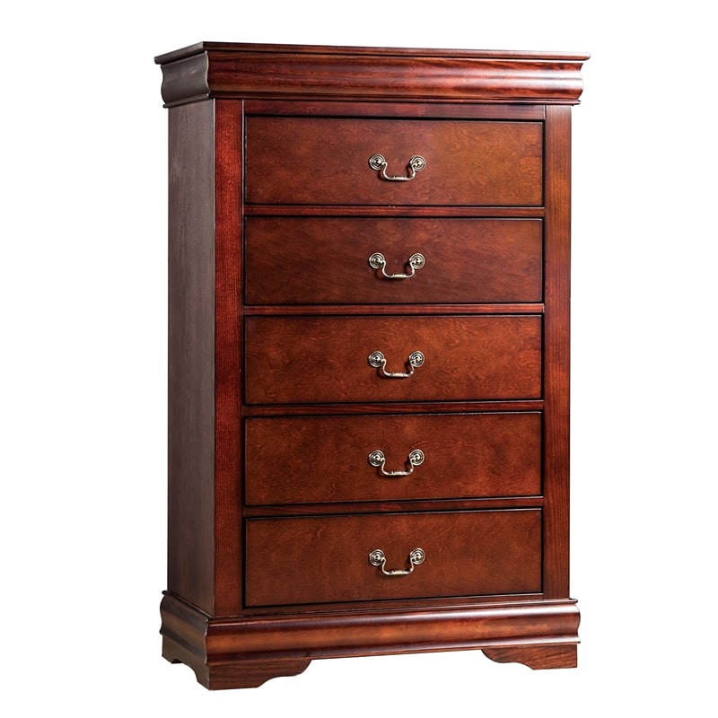 Bowery Hill 3 Pc Full Bedroom Set with Hanging Pulls in Cherry Brown Wood
